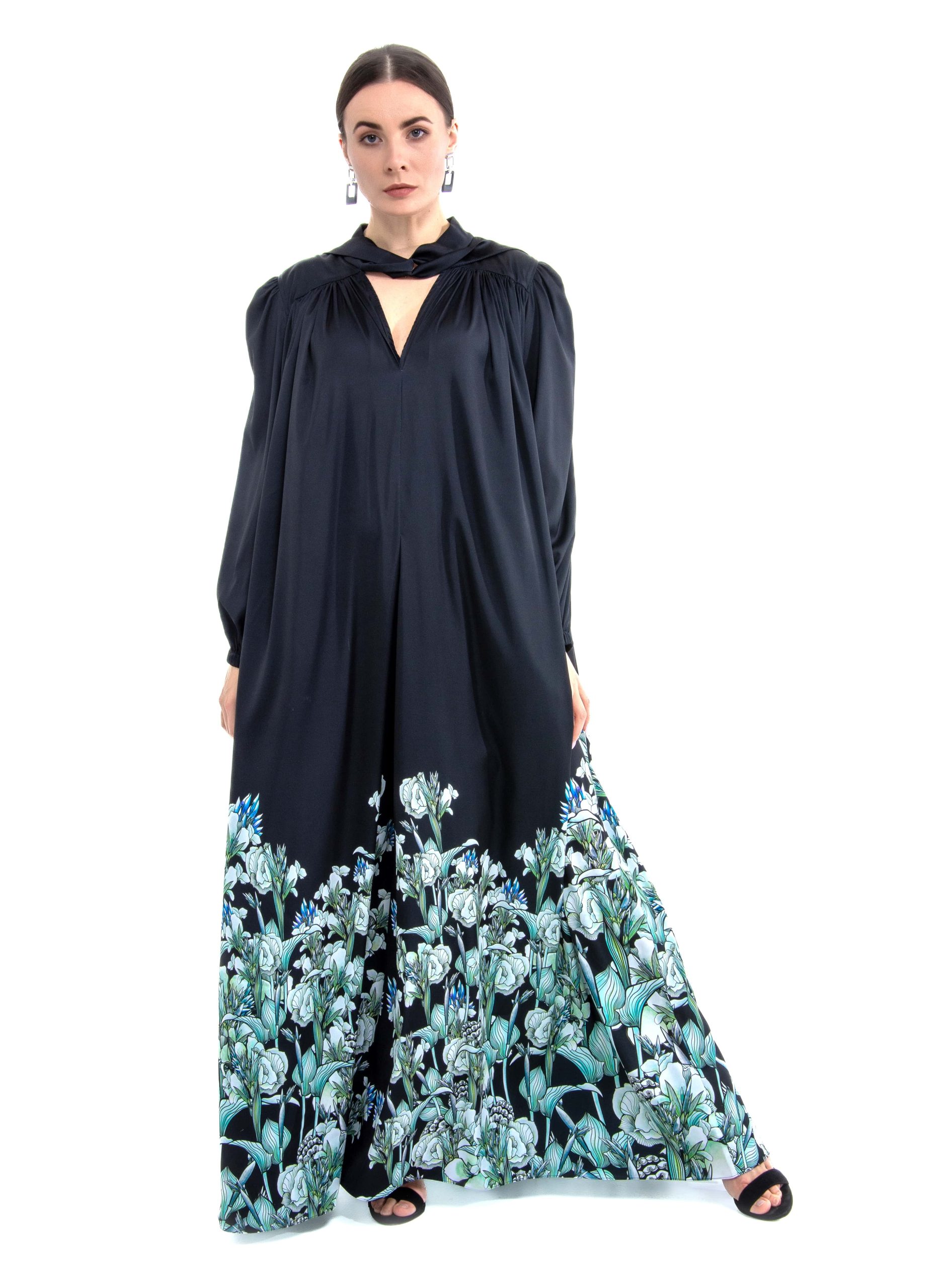 Black Long Floral DRESS-min