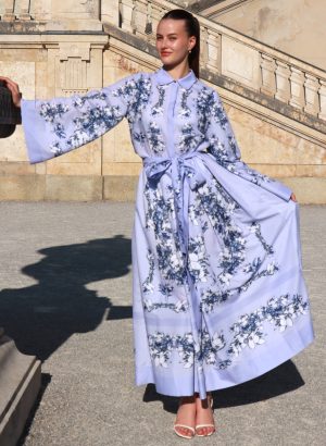 Long Violet Kimono Dress