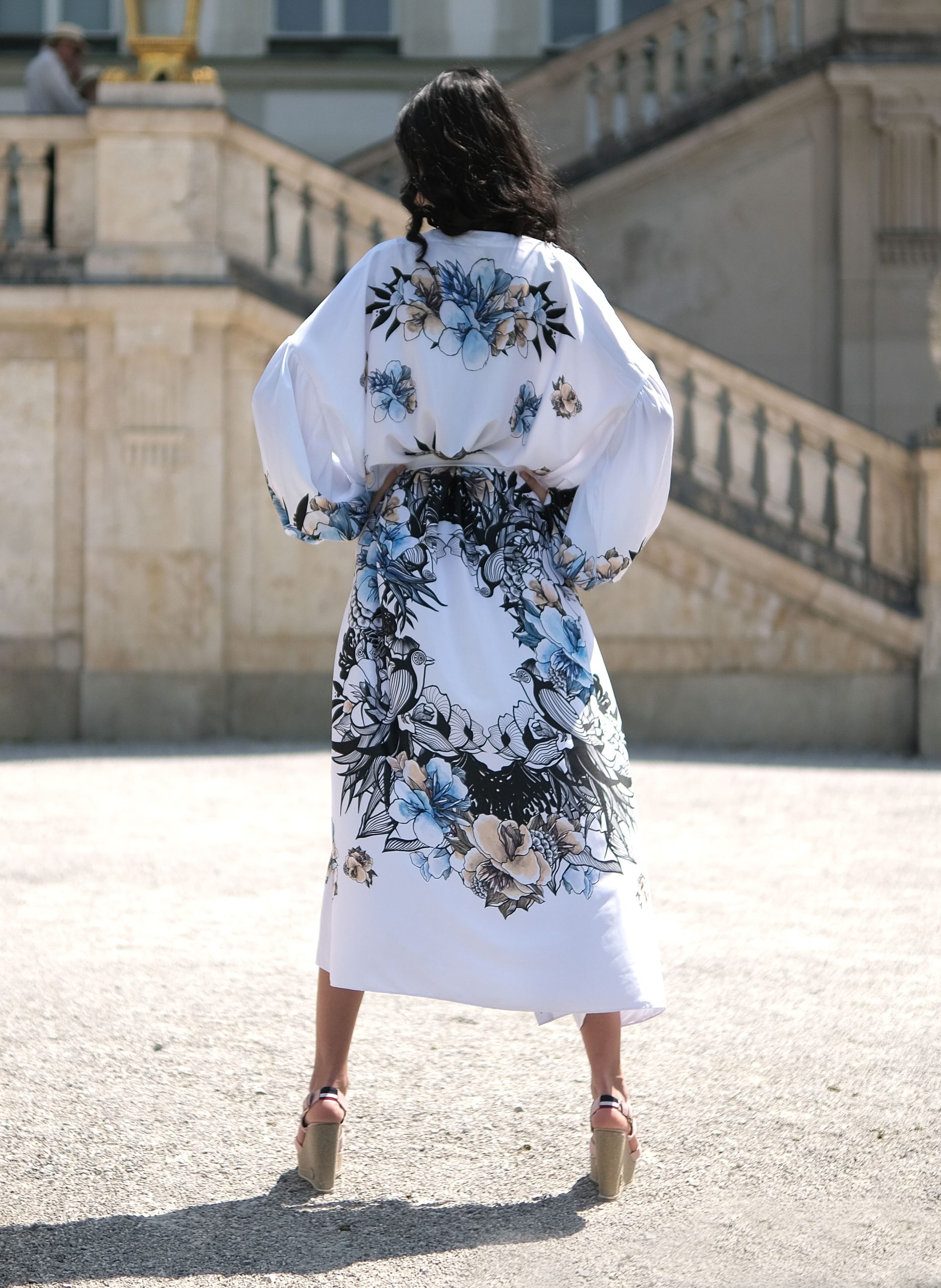 long white dress with long sleeves blue flowers.jpg1-min