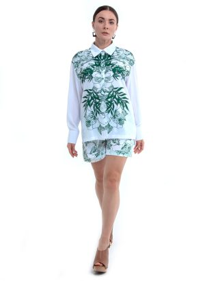 White Shirt with Flowers print