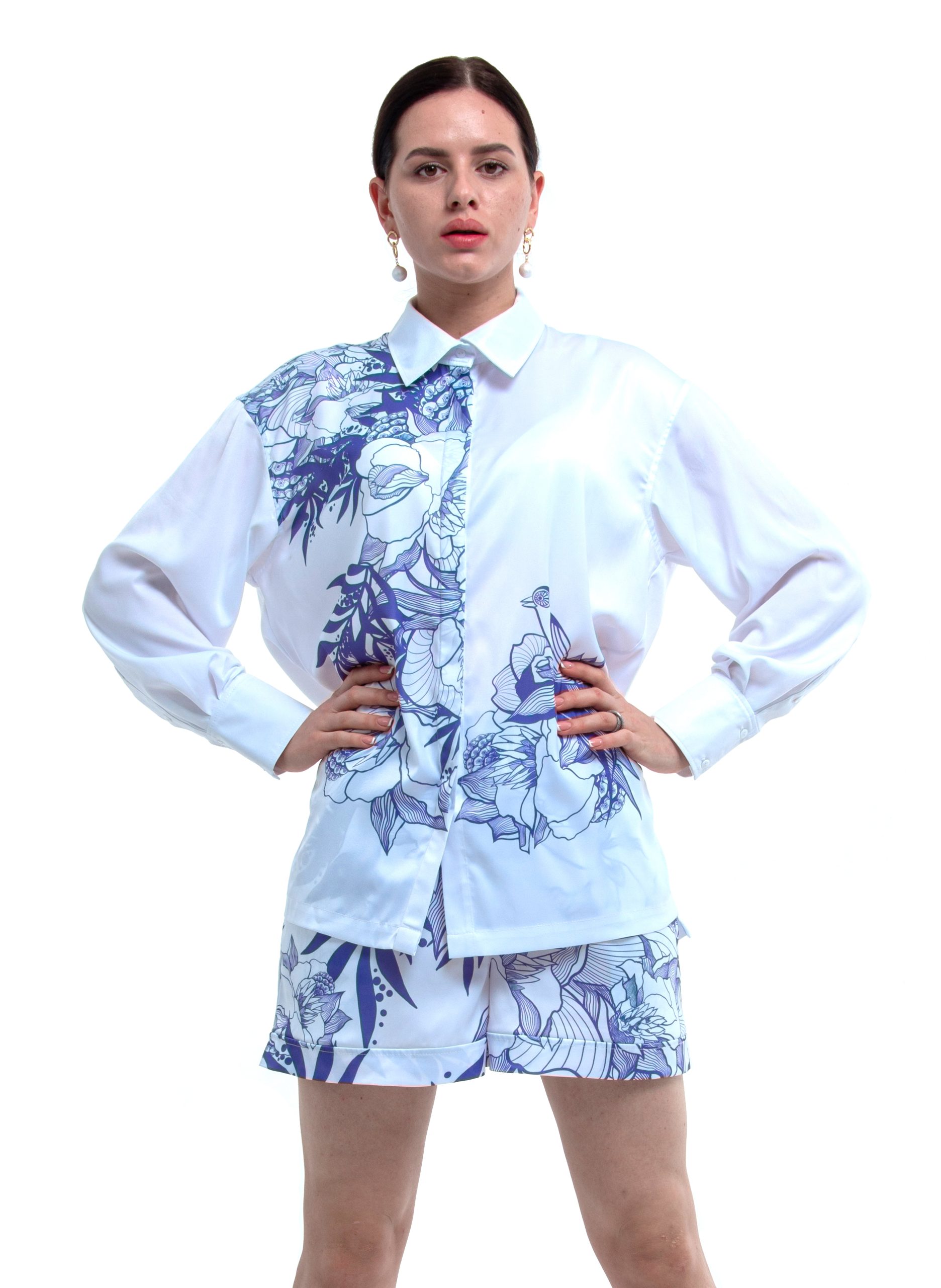 white skirt with flowers print shorts.jpg violet