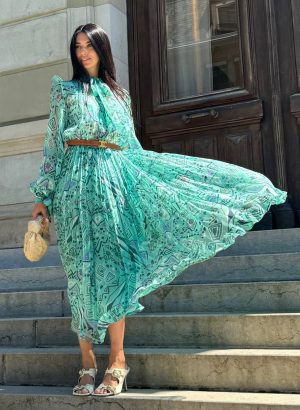 Long Silk Dress with frill
