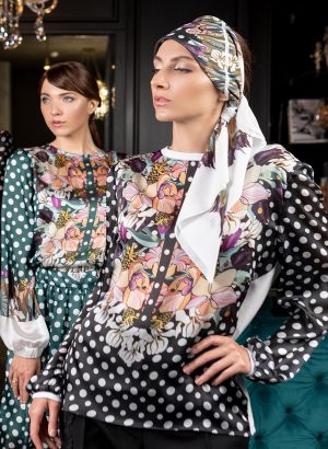Black Blouse with Flowers