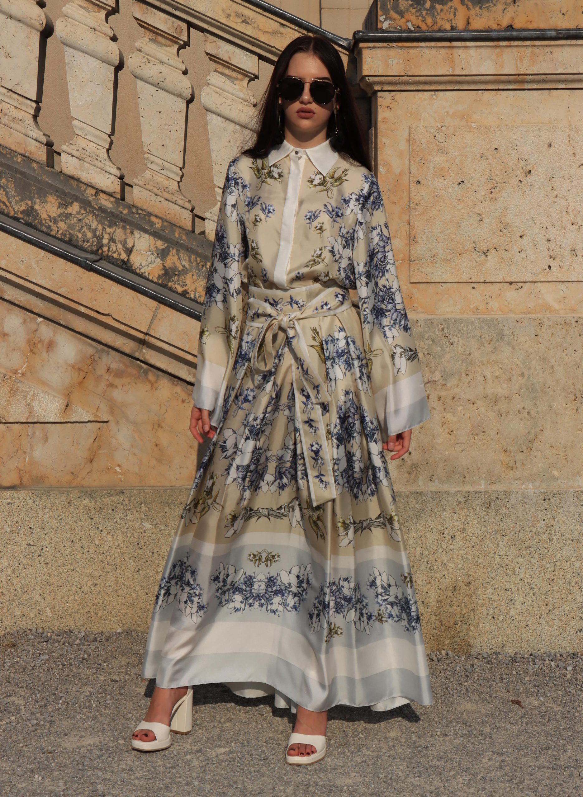 BEIGE LONG SILK KIMONO DRESS11-min