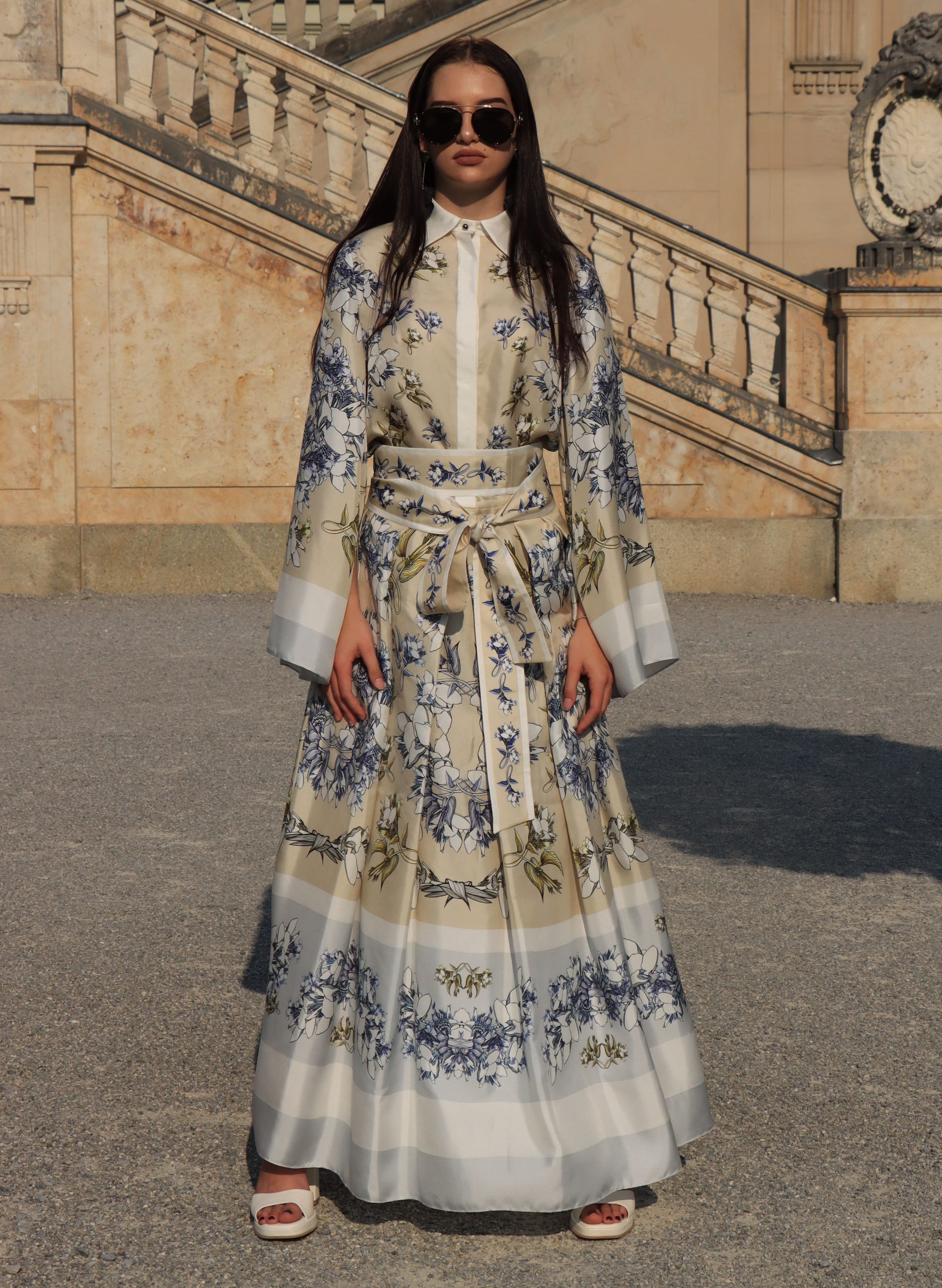 BEIGE LONG SILK KIMONO DRESS5-min