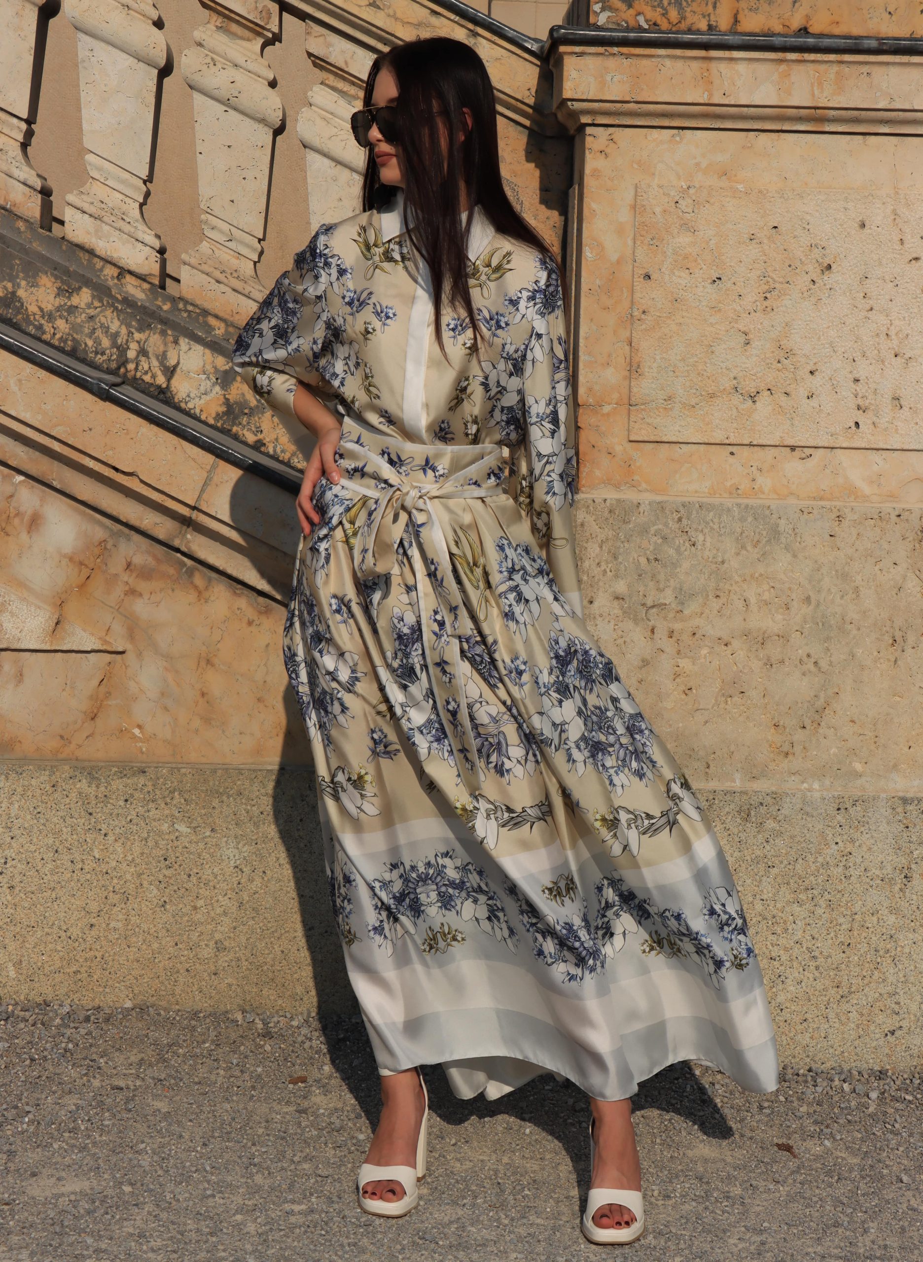 BEIGE LONG SILK KIMONO DRESS9-min