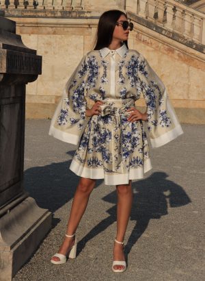 Beige Short Silk Kimono Dress
