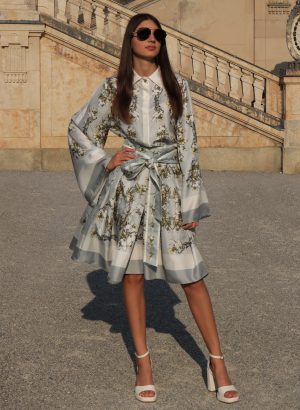 Grey Short Silk Kimono Dress