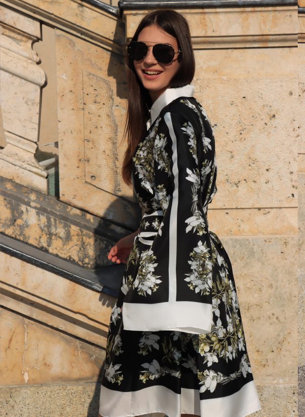 short dress with kimono Black Short Silk Kimono Dress