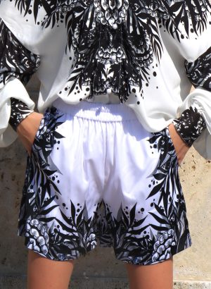 White & Black Ethno Shorts