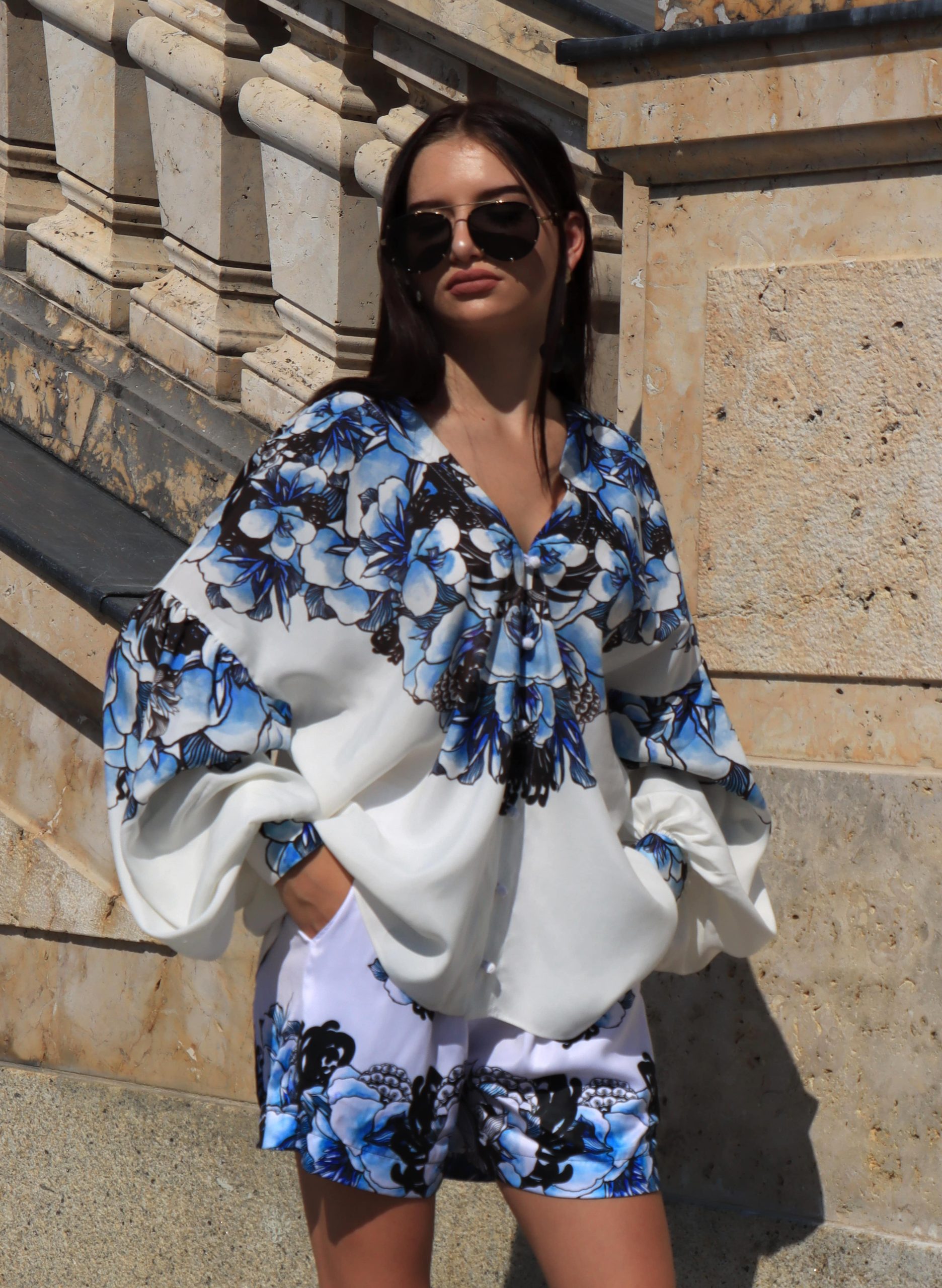 white blouse with blue flowers long sleewes-min (1)